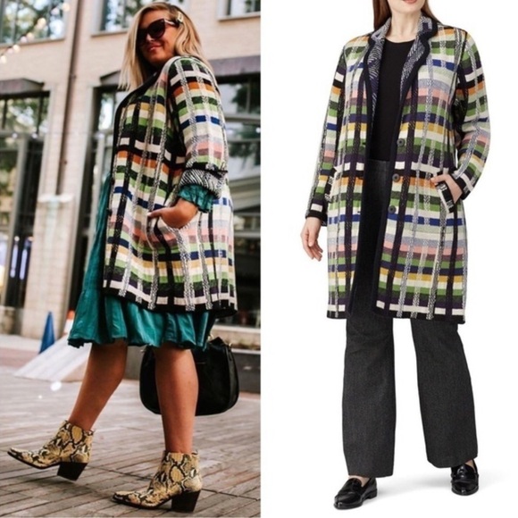 Anthropologie Aldomartins Shanley Plaid Wool Alpaca Colorblock Blanket Coat NWOT - Picture 3 of 13